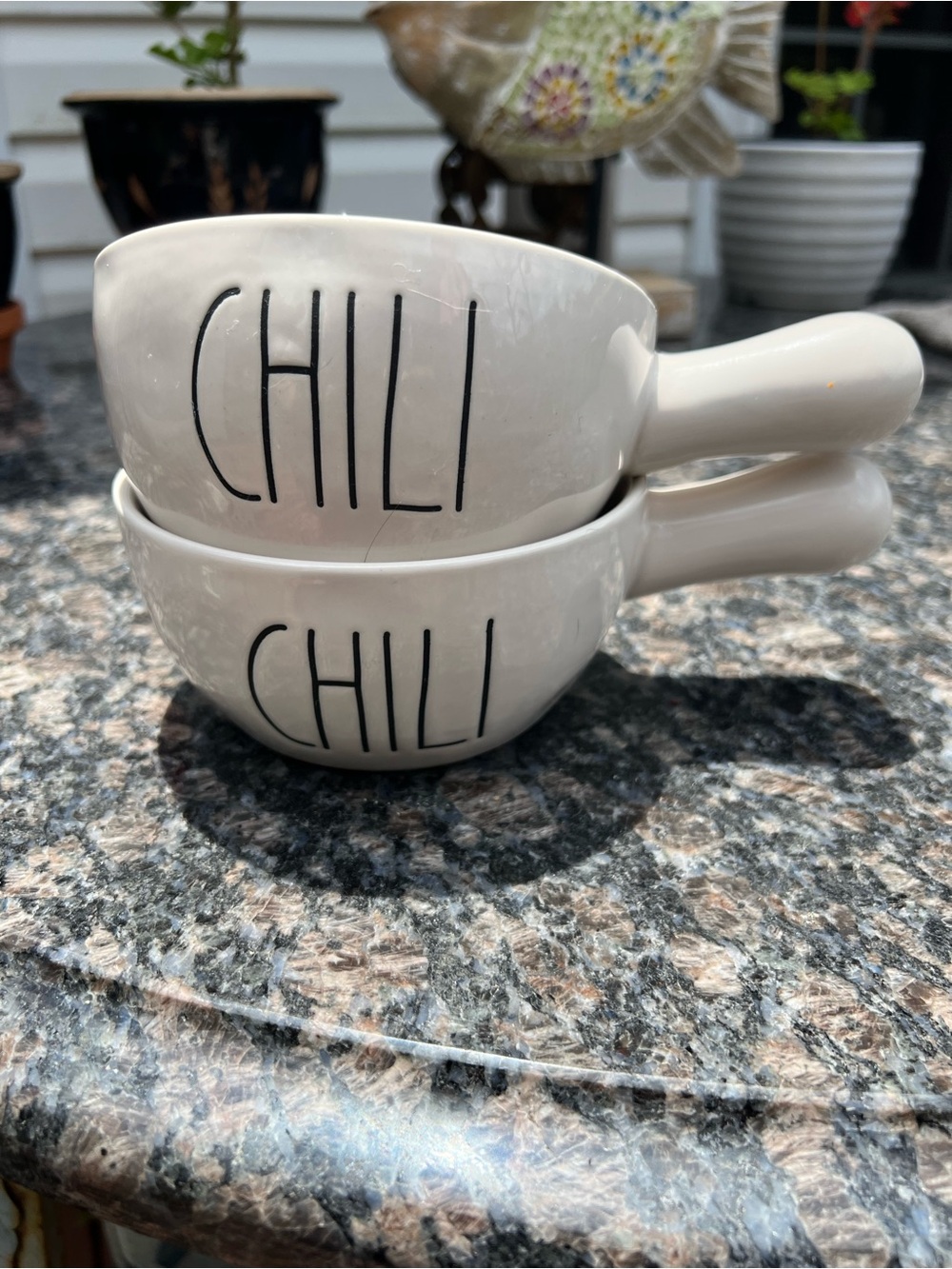Rae Dunn Cream 'CHILI' Stoneware Handle Bowls (Set of 2)